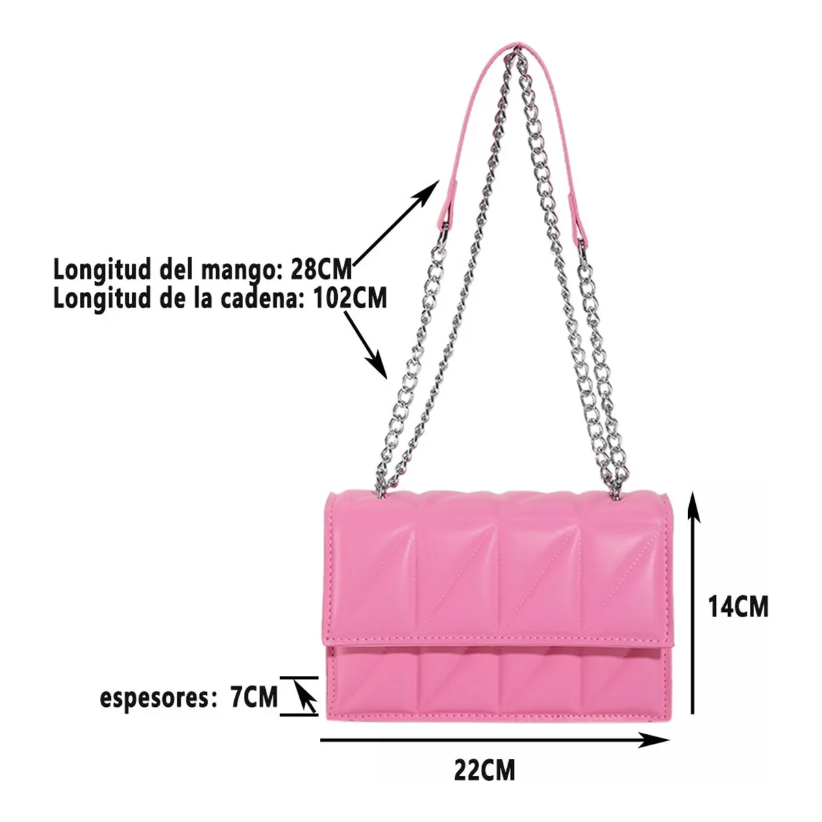 Foto 3 pulgar | Bolso de Mano Ajustable Eo Safe Imports Esi-19808 Rosa