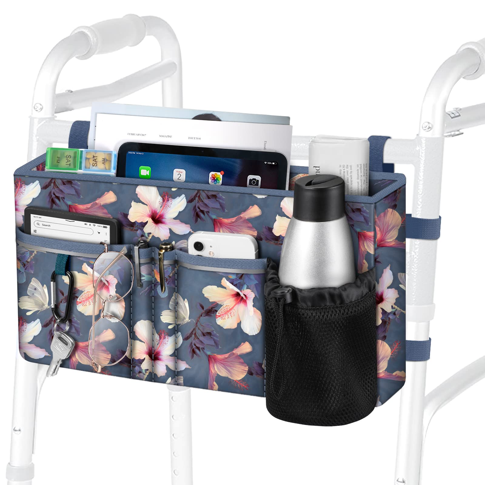 Foto 2 pulgar | Bolsa De Mano Walker Finpac Grande Con Portavasos Blooming Hibiscus - Venta Internacional.