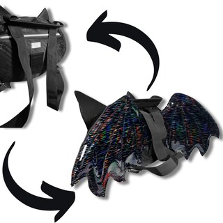 Foto 2 | Mochila/bolsa Kawaii Mushu Negro: ¡dos En Uno Con Alas De Dragón Desmontables!
