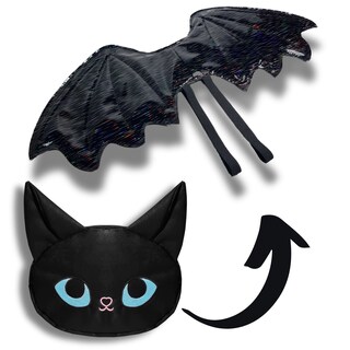 Foto 5 | Mochila/bolsa Kawaii Mushu Negro: ¡dos En Uno Con Alas De Dragón Desmontables!