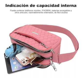 Foto 2 | Bolso Multifuncional Impermeable Y Antirrobo Para Mujer Rosa