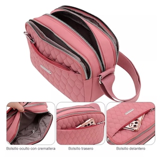 Foto 3 | Bolso Multifuncional Impermeable Y Antirrobo Para Mujer Rosa