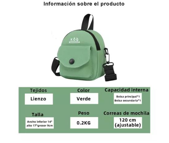 Foto 4 pulgar | Bolso de Lona de Hombro Wünd Verde Casual