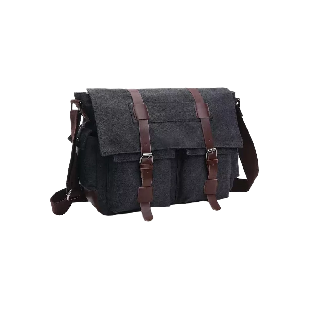 Foto 2 pulgar | Bolsa De Mensajero De Lona Militar, Bandolera Hombre Negro