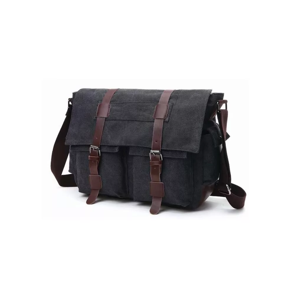 Foto 4 pulgar | Bolsa De Mensajero De Lona Militar, Bandolera Hombre Negro