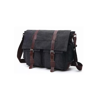 Foto 3 | Bolsa De Mensajero De Lona Militar, Bandolera Hombre Negro