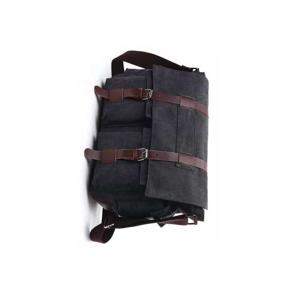 Foto 6 pulgar | Bolsa De Mensajero De Lona Militar, Bandolera Hombre Negro