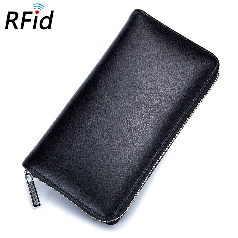 Foto 2 pulgar | Venta Internacional - Billetera Larga Negra de Cuero Genuino Unisex