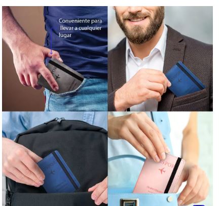 Foto 4 pulgar | Porta Pasaporte Documentos Funda Protectora Viaje Con Rfid Color Negro