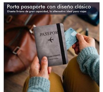 Foto 2 | Porta Pasaporte Documentos Funda Protectora Viaje Con Rfid Color Gris