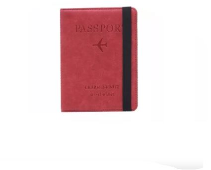 Porta Pasaporte Documentos Funda Protectora Viaje Con Rfid Color Rojo