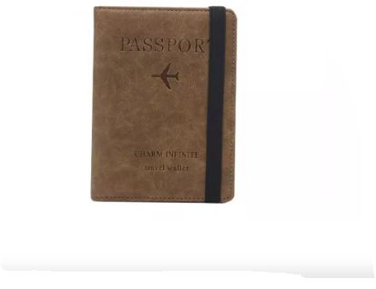 Porta Pasaporte Documentos Funda Protectora Viaje Con Rfid Color Maron