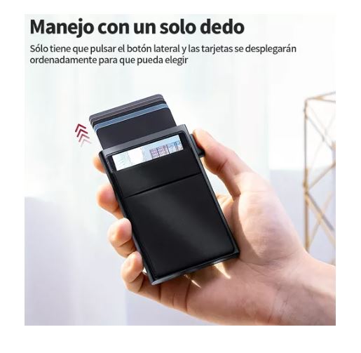 Foto 2 | Cartera Pop Out Negra Porta Tarjetas Seguridad Antirrobo