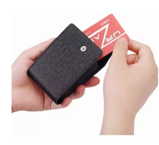 Foto 3 pulgar | Cartera Tarjetero Negra de Cuero con Monedero para Hombre