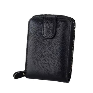 Foto 1 | Cartera de Cuero Negra con Múltiples Ranuras para Tarjetas y Bloqueo RFID