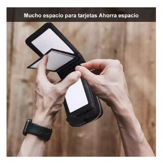 Foto 2 | Cartera de Cuero Negra con Múltiples Ranuras para Tarjetas y Bloqueo RFID