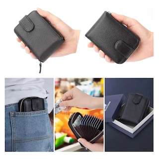 Foto 4 | Cartera de Cuero Negra con Múltiples Ranuras para Tarjetas y Bloqueo RFID
