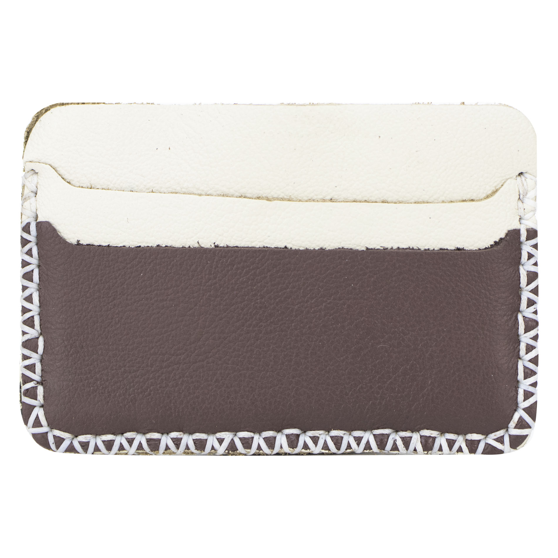 Tarjetero Unisex Hueso Piel Café Piel Latino Nueva Imagen