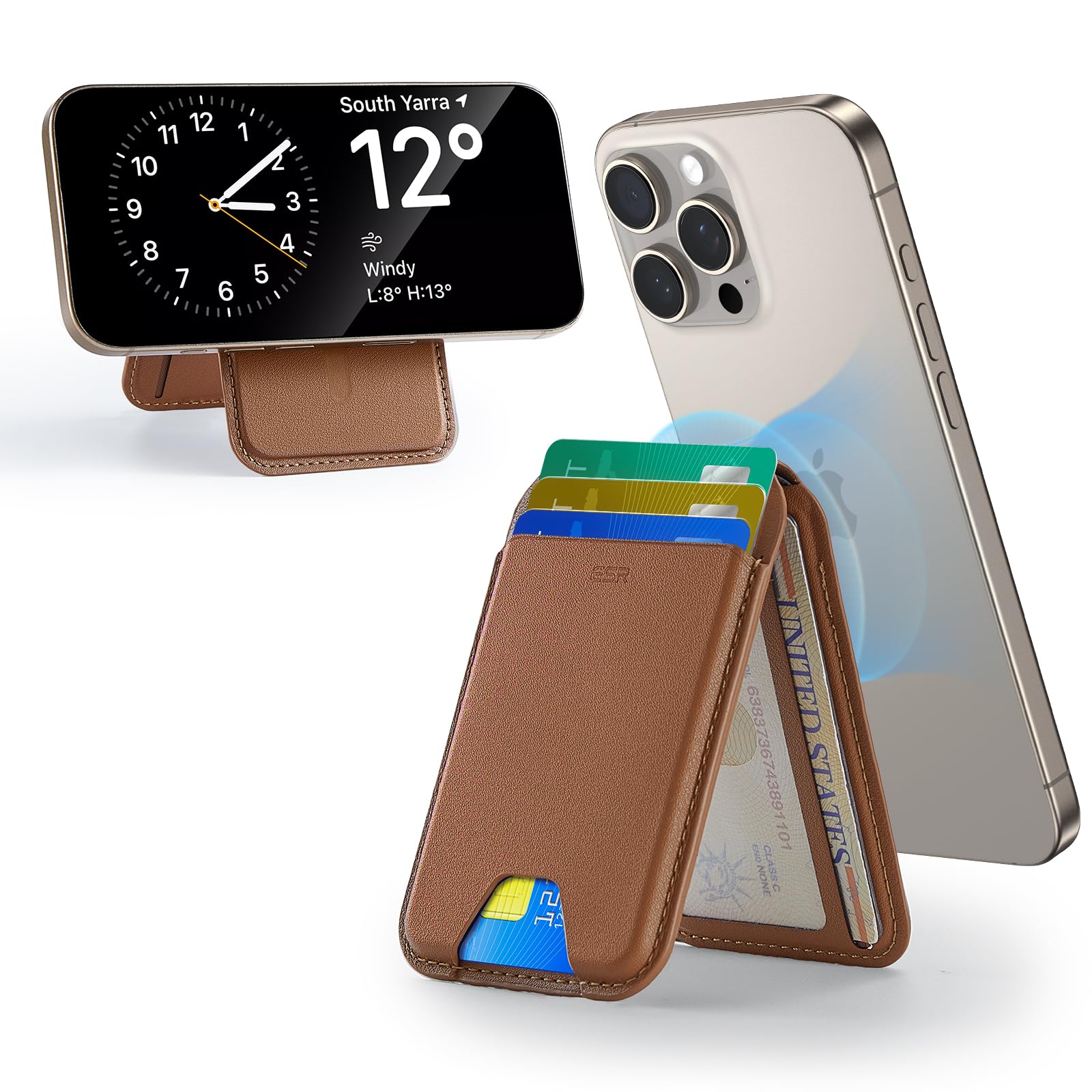 Tarjetero Magsafe Wallet Esr Upgraded 5 Para Iphone, Color Marrón - Venta Internacional.