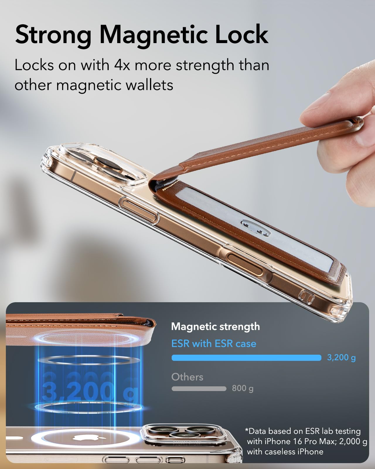 Foto 4 pulgar | Tarjetero Magsafe Wallet Esr Upgraded 5 Para Iphone, Color Marrón - Venta Internacional.