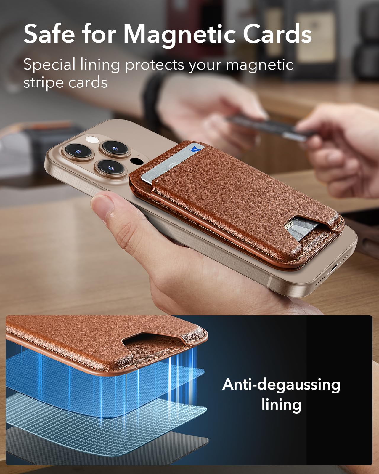 Foto 7 pulgar | Tarjetero Magsafe Wallet Esr Upgraded 5 Para Iphone, Color Marrón - Venta Internacional.