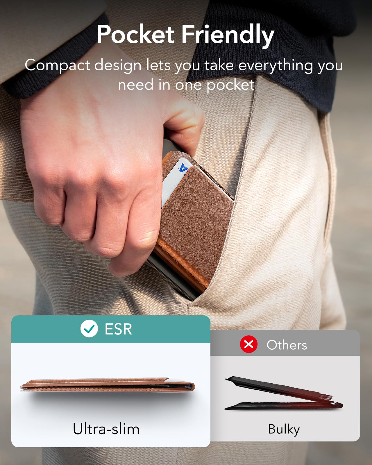 Foto 8 pulgar | Tarjetero Magsafe Wallet Esr Upgraded 5 Para Iphone, Color Marrón - Venta Internacional.