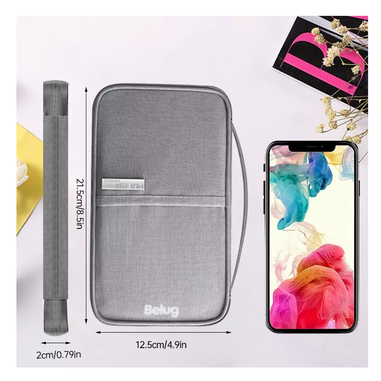 Foto 1 | Cartera Porta Funda Pasaporte Documentos, Gris Belug