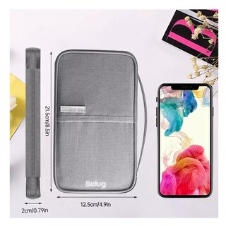 Foto 1 | Cartera Porta Funda Pasaporte Documentos, Gris Belug