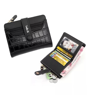 Foto 3 | Carteras Monederos De Mujer Lab.g Billetera Tarjetero Negro