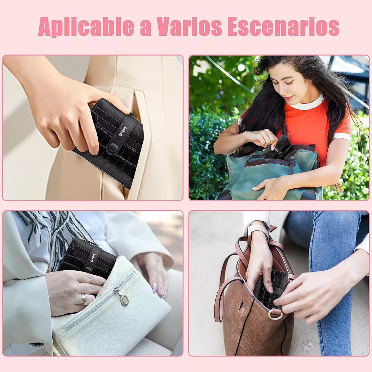Foto 5 | Carteras Monederos De Mujer Lab.g Billetera Tarjetero Negro
