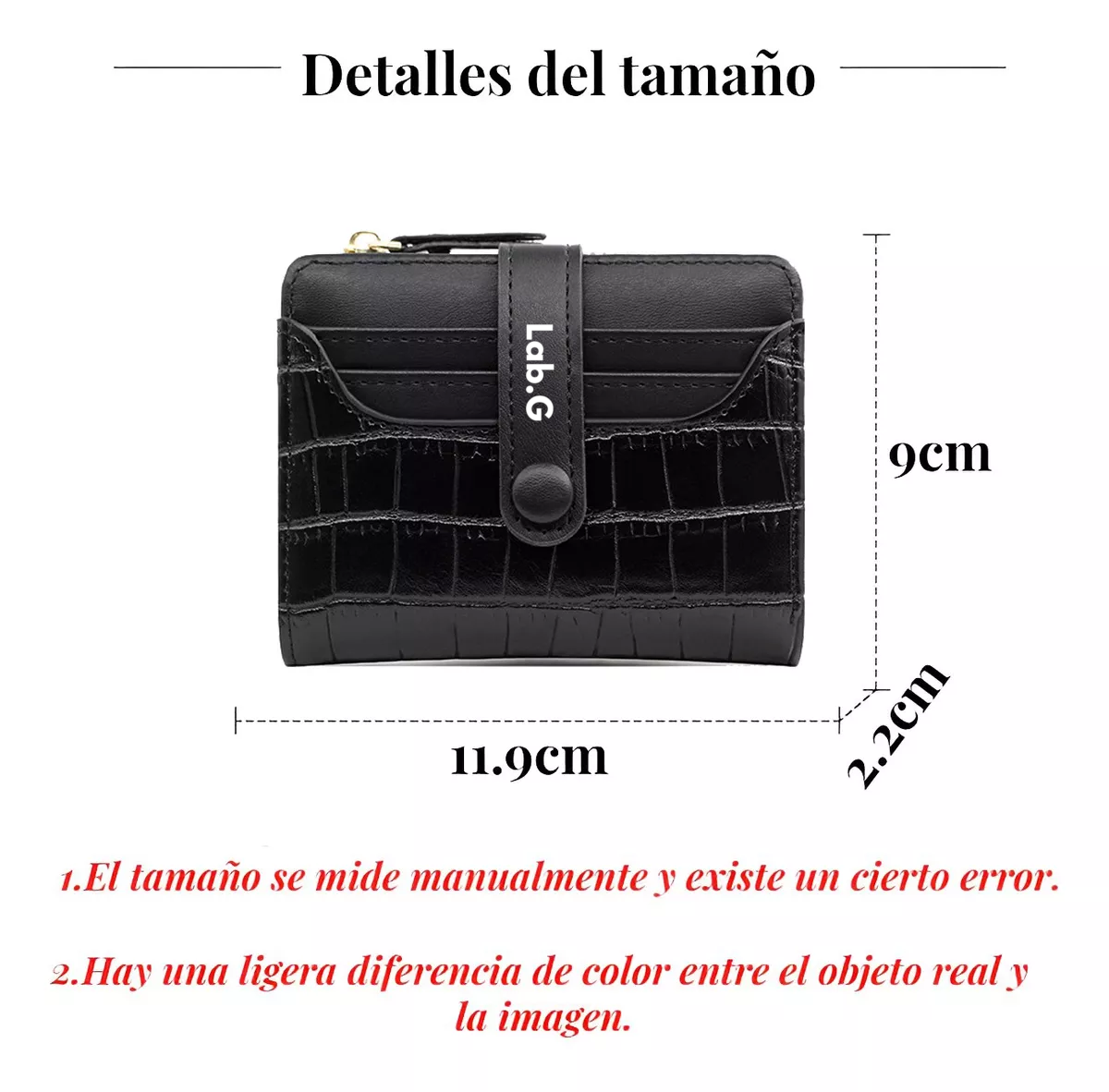 Foto 6 | Carteras Monederos De Mujer Lab.g Billetera Tarjetero Negro