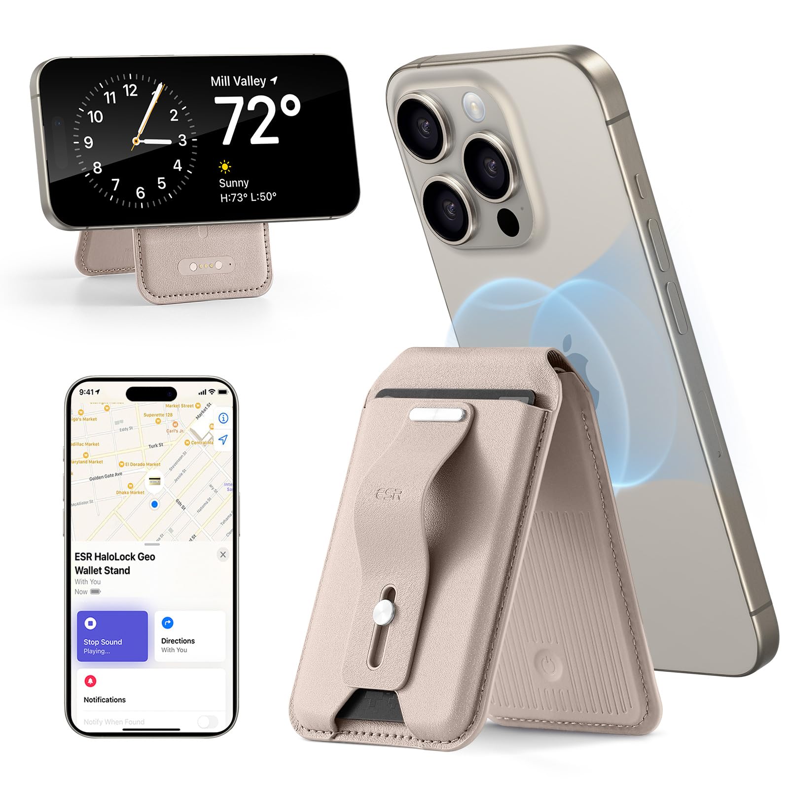 Cartera Magsafe Esr Magnetic Geo Con Diseño Completo Find My Iphone Desert - Venta Internacional.