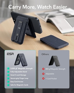 Foto 2 | Tarjetero Magsafe Wallet Esr 5 Con Soporte Ajustable, Color Azul Oscuro - Venta Internacional.