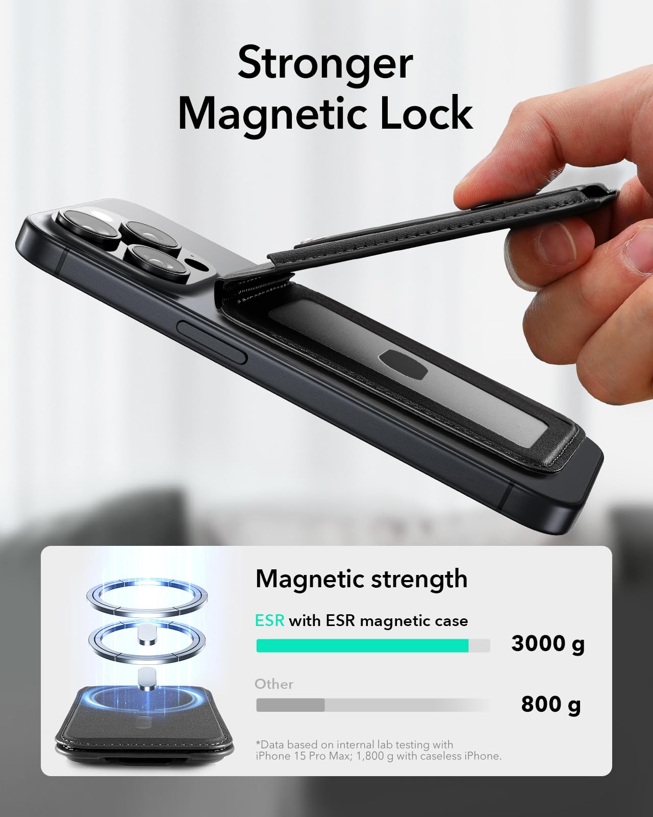 Foto 4 pulgar | Tarjetero Magsafe Wallet Esr Upgraded 5 Para Iphone, Color Negro - Venta Internacional.