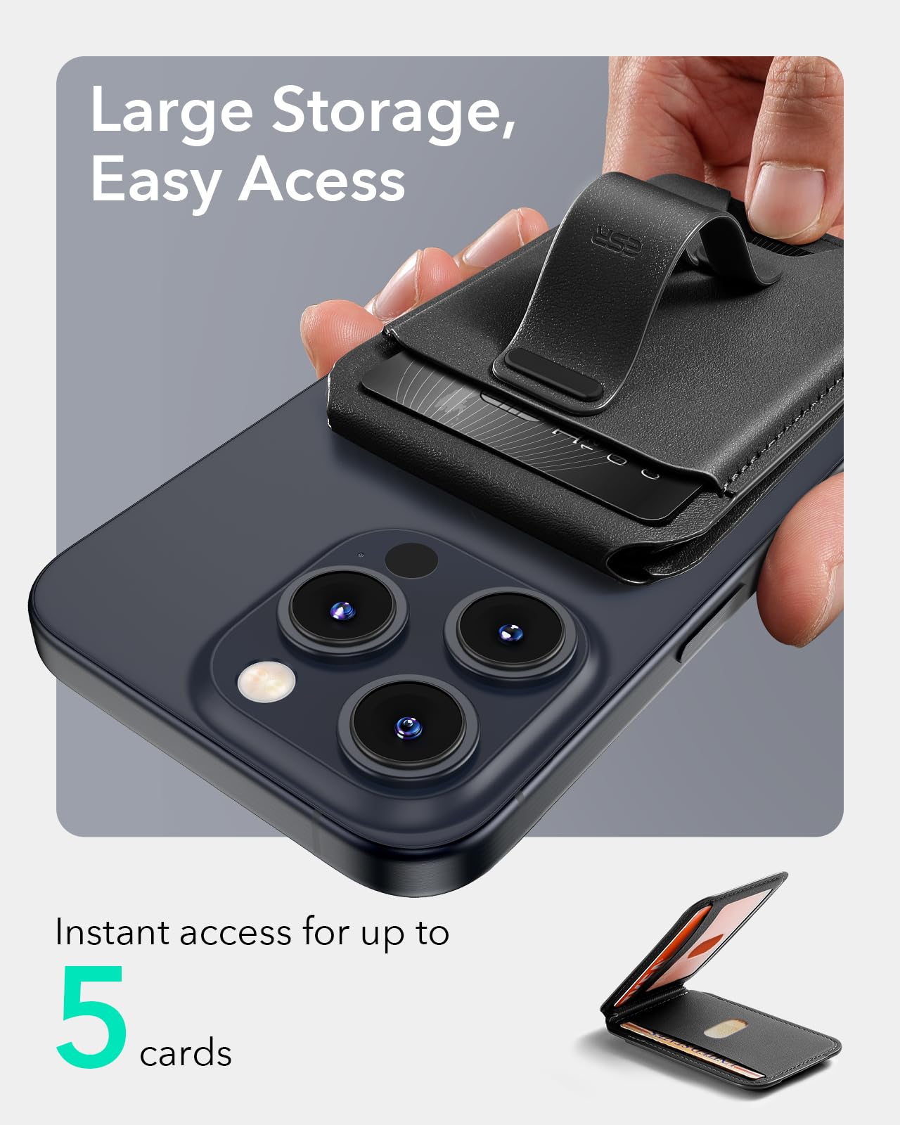 Foto 6 pulgar | Tarjetero Magsafe Wallet Esr Upgraded 5 Para Iphone, Color Negro - Venta Internacional.