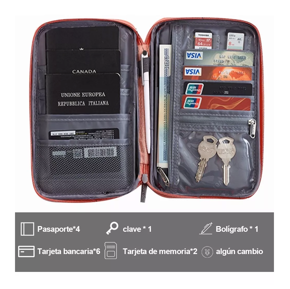 Foto 3 pulgar | Cartera Porta Funda Pasaporte Documentos, Rosa
