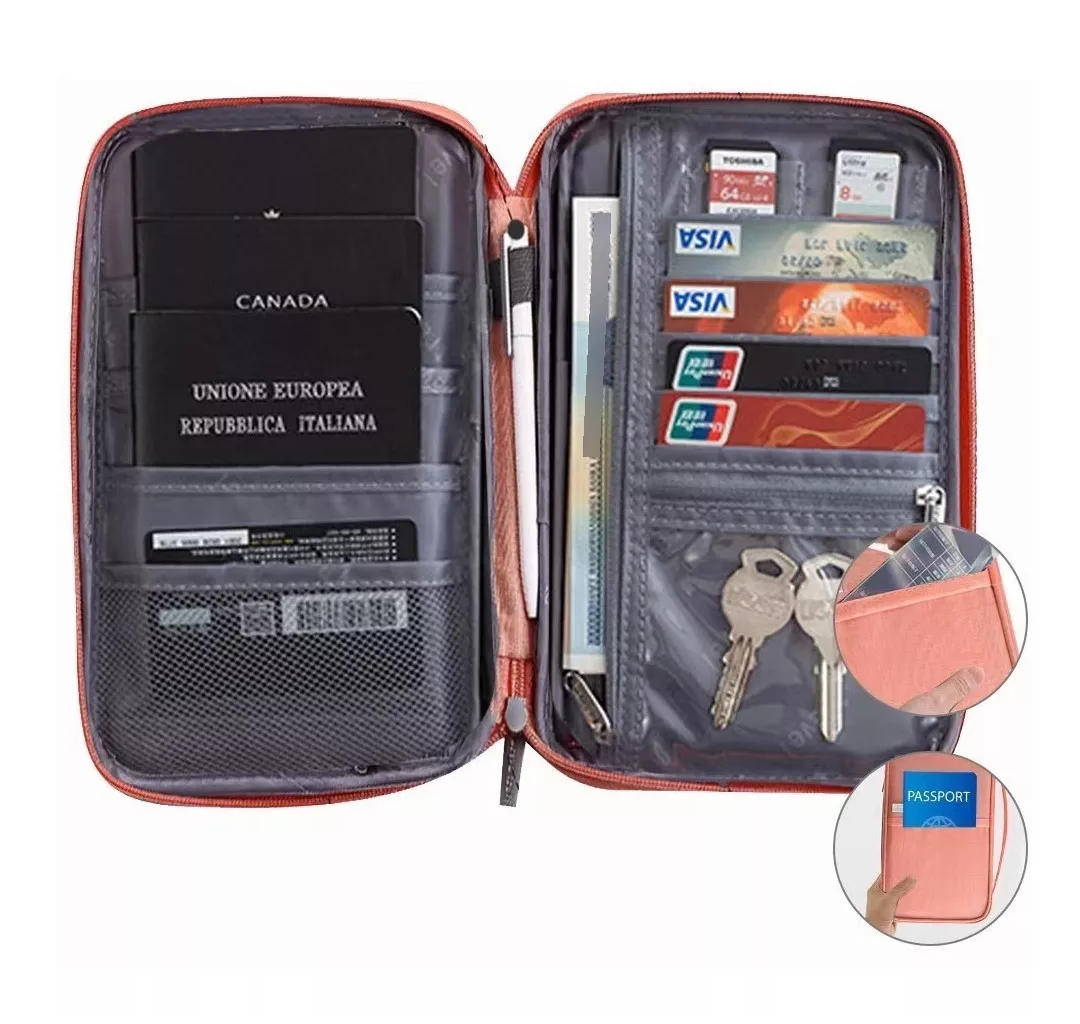 Foto 6 pulgar | Cartera Porta Funda Pasaporte Documentos, Rosa