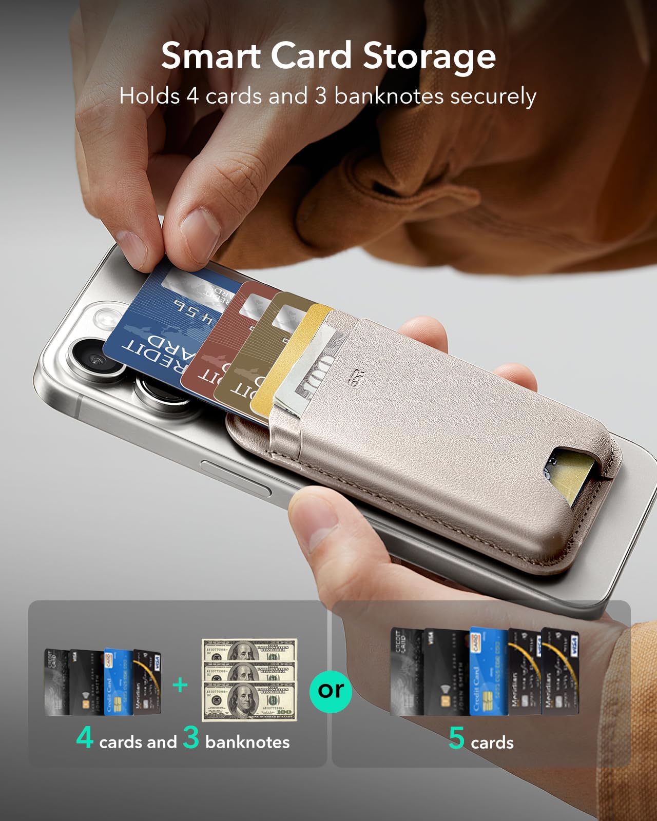 Foto 3 pulgar | Cartera Magnética Esr Para Iphone Magsafe Wallet De Piel Vegana - Venta Internacional.