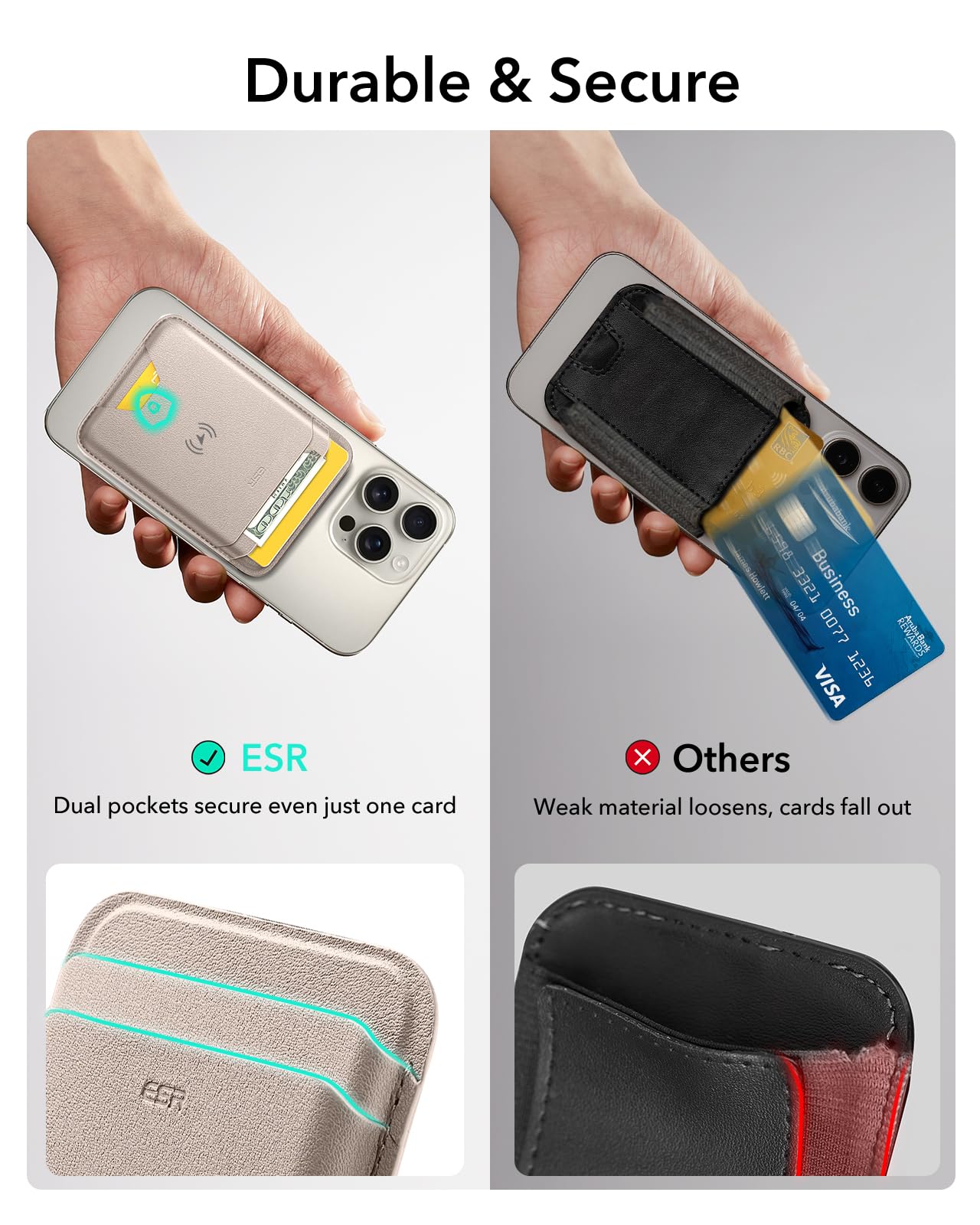 Foto 6 pulgar | Cartera Magnética Esr Para Iphone Magsafe Wallet De Piel Vegana - Venta Internacional.