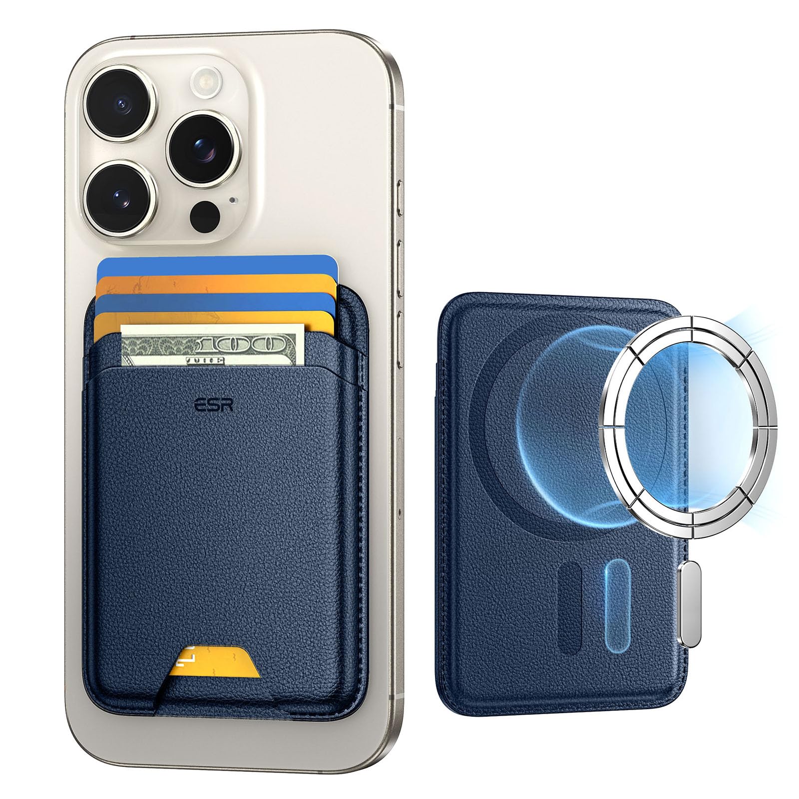 Cartera Magnética Esr Para Iphone Magsafe Wallet, Color Azul Oscuro - Venta Internacional.