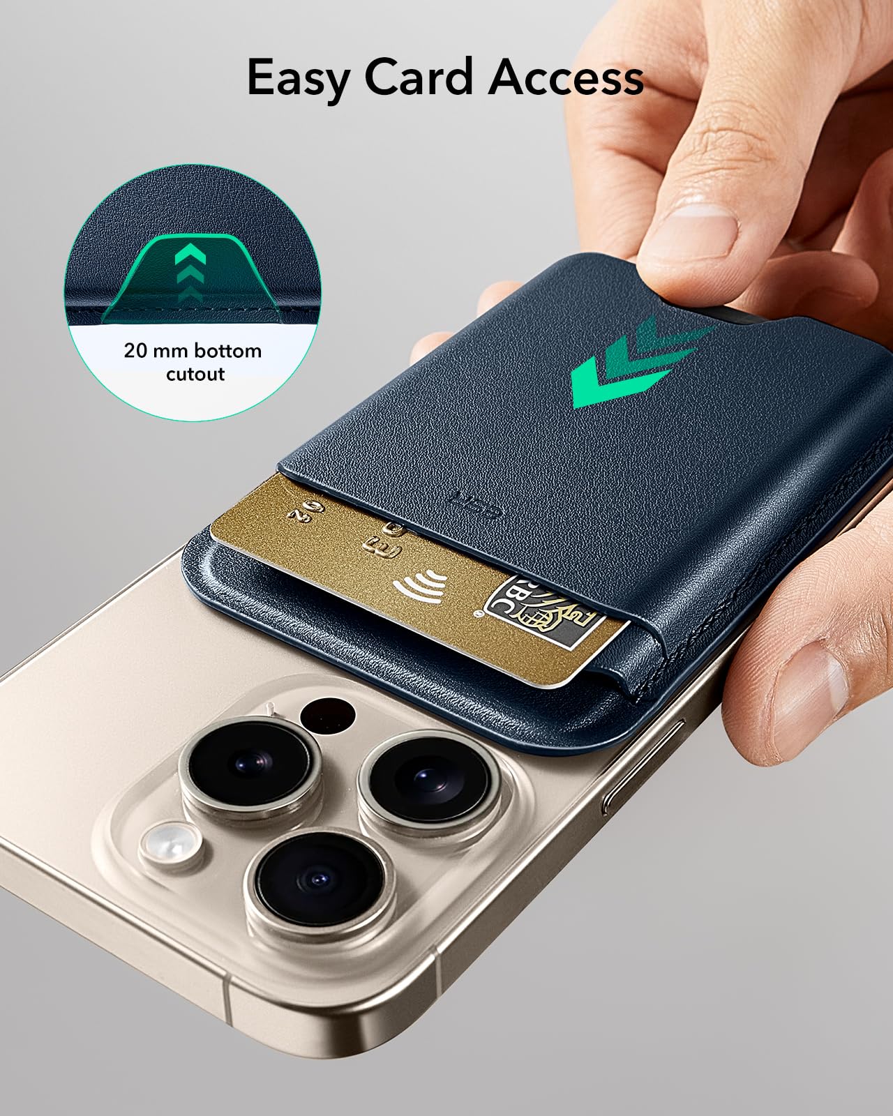 Foto 5 pulgar | Cartera Magnética Esr Para Iphone Magsafe Wallet, Color Azul Oscuro - Venta Internacional.