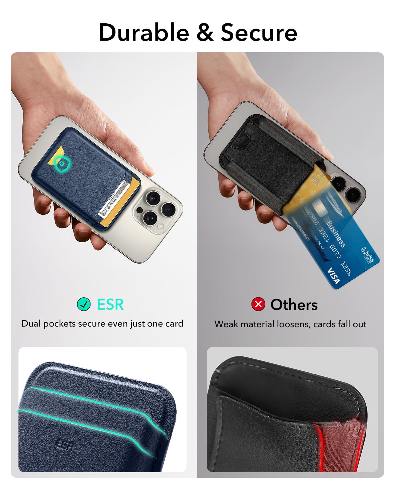 Foto 7 pulgar | Cartera Magnética Esr Para Iphone Magsafe Wallet, Color Azul Oscuro - Venta Internacional.