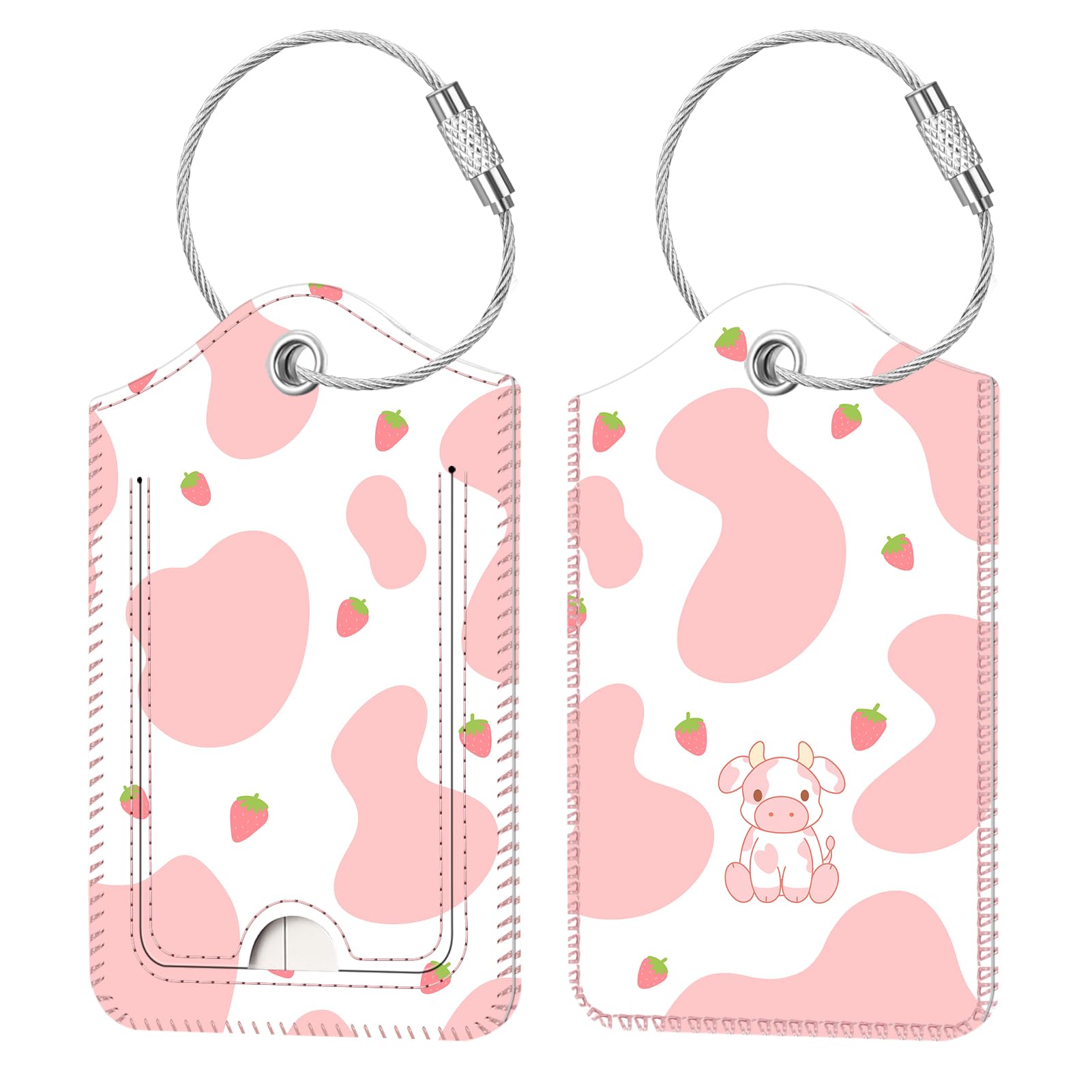 Etiquetas De Equipaje Fintie Strawberry Cow Con Funda De Privacidad (2 Piezas) - Venta Internacional.