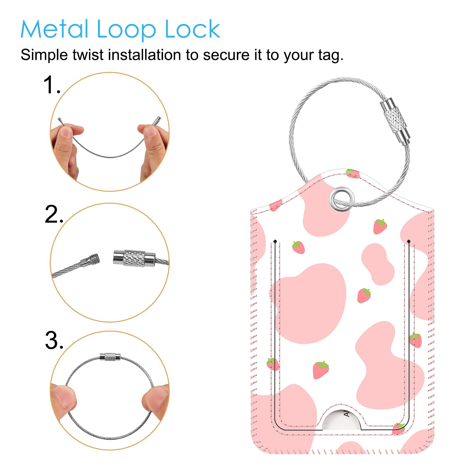 Foto 4 pulgar | Etiquetas De Equipaje Fintie Strawberry Cow Con Funda De Privacidad (2 Piezas) - Venta Internacional.
