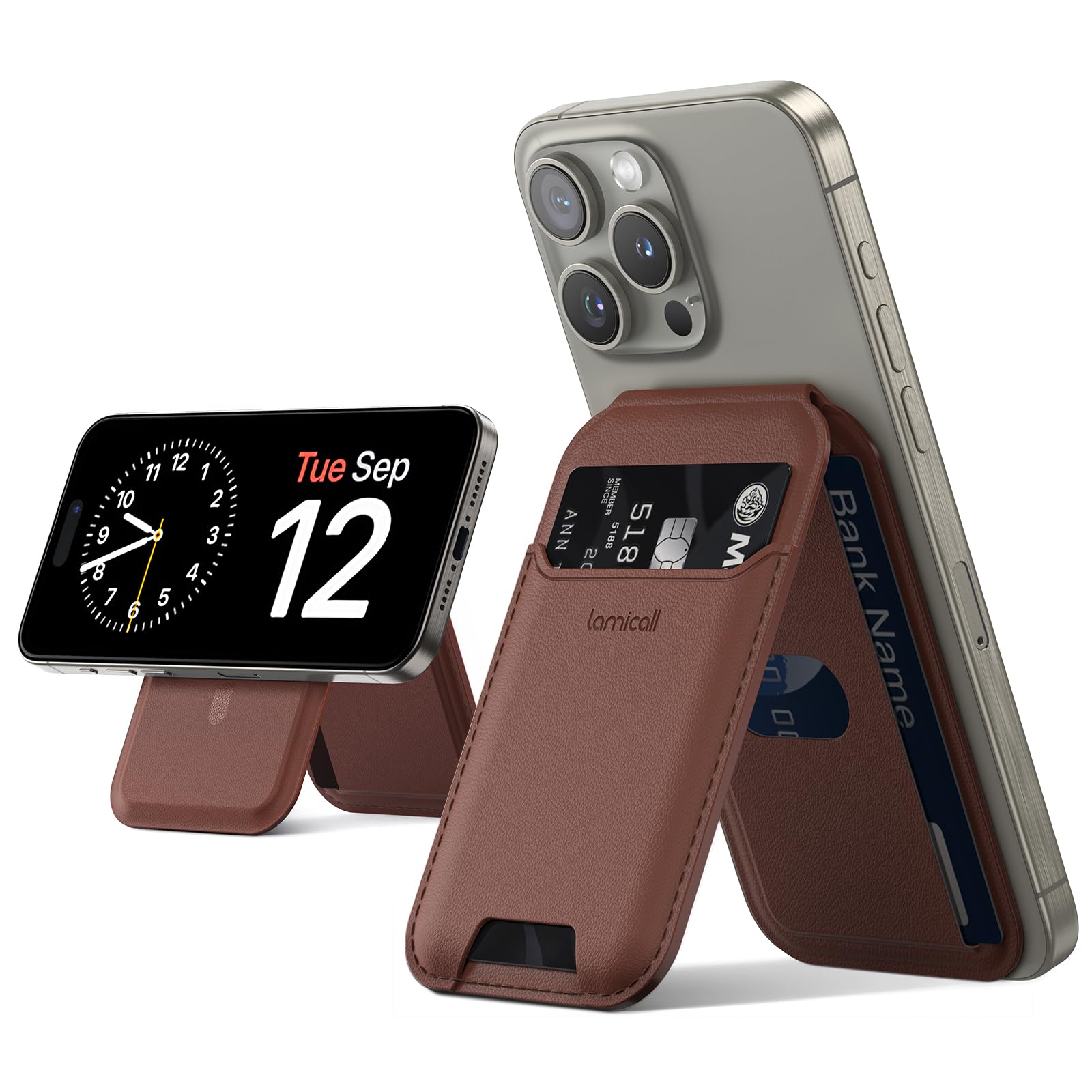 Foto 1 | Soporte Tipo Cartera Lamicall Para Iphone Magsafe Wallet, Color Marrón - Venta Internacional.
