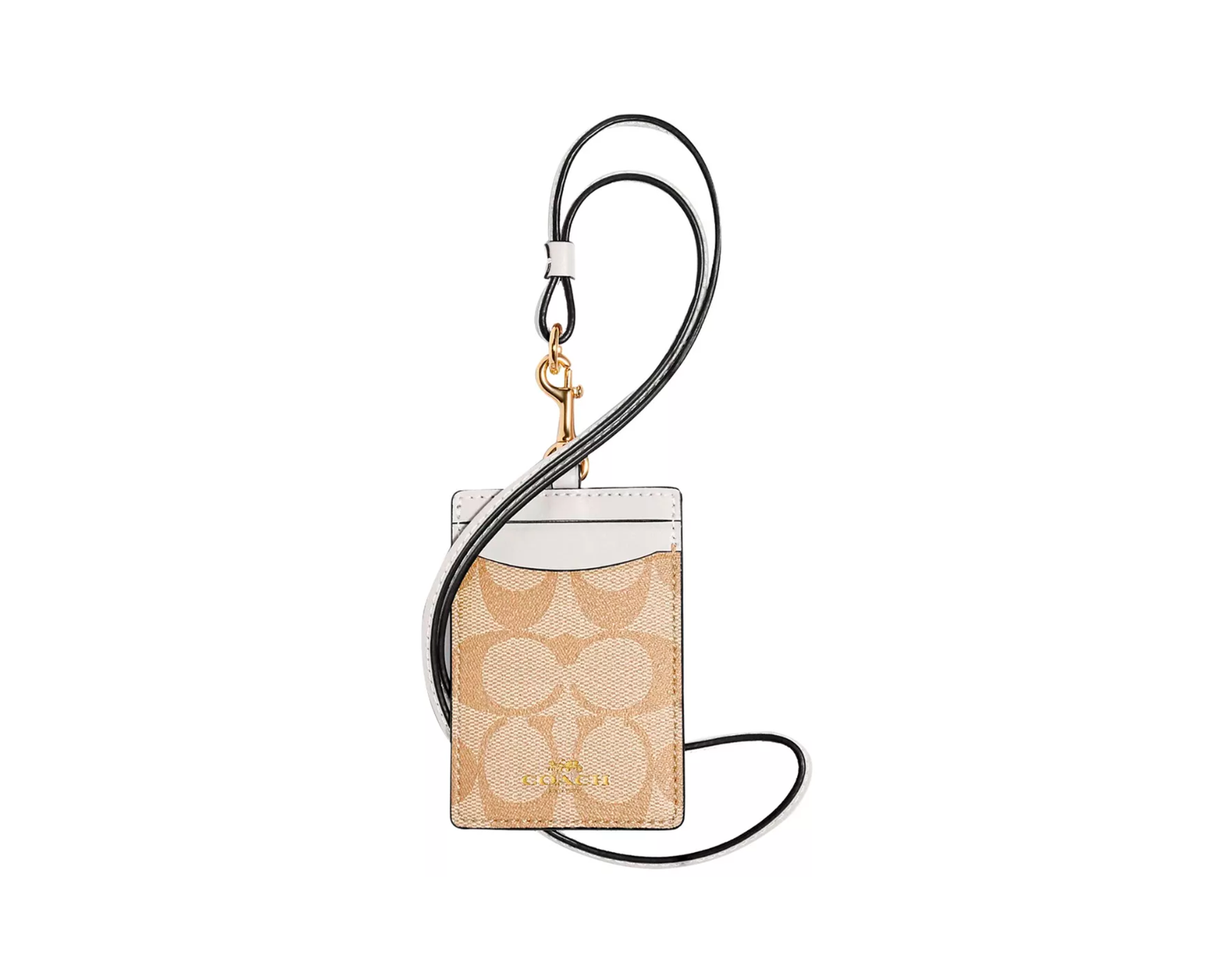 Tarjetero Coach Id Lanyard Signature Canvas 63274 Color Beige