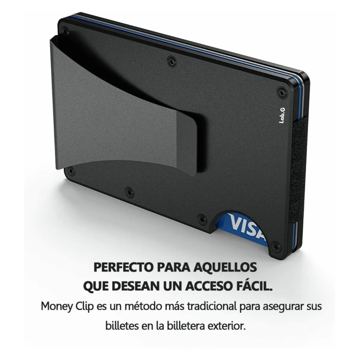 Foto 5 pulgar | Cartera Clip Billetera Tarjeterio Antirrobo De Aluminio Lab.g Negro