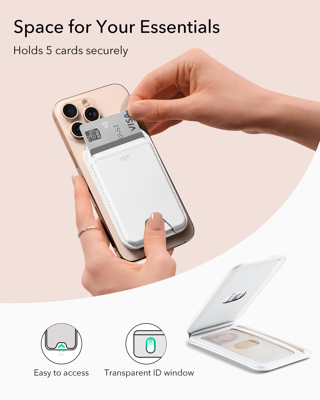 Foto 6 pulgar | Tarjetero Magsafe Wallet Esr Aura 5 Para Iphone 12 A 16, Color Blanco - Venta Internacional.