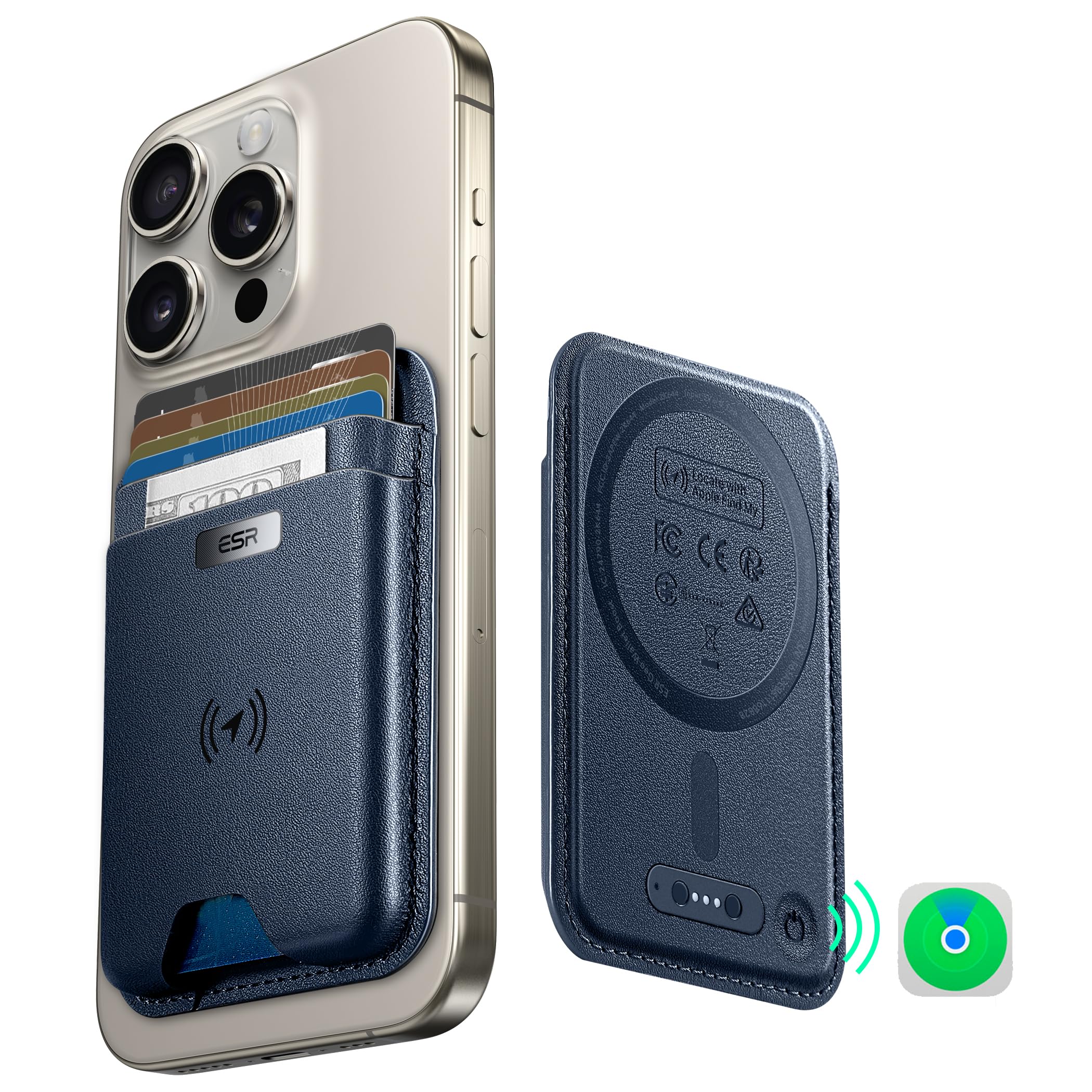 Cartera Magsafe Esr Classic Geo Para Iphone 12/16, Color Azul Oscuro - Venta Internacional.