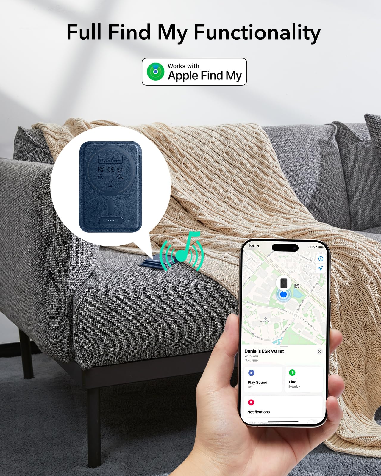 Foto 3 pulgar | Cartera Magsafe Esr Classic Geo Para Iphone 12/16, Color Azul Oscuro - Venta Internacional.